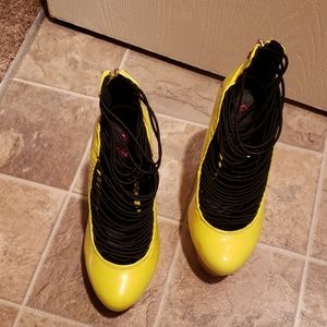 Neon yellow platform heels